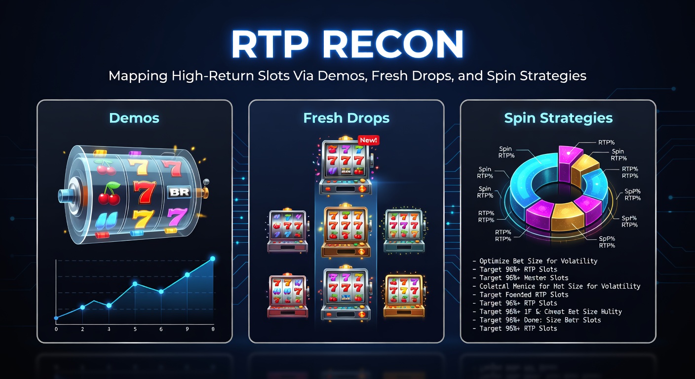 Casino slot machine screens displaying demo modes and RTP percentages, with colorful reels spinning in a digital interface