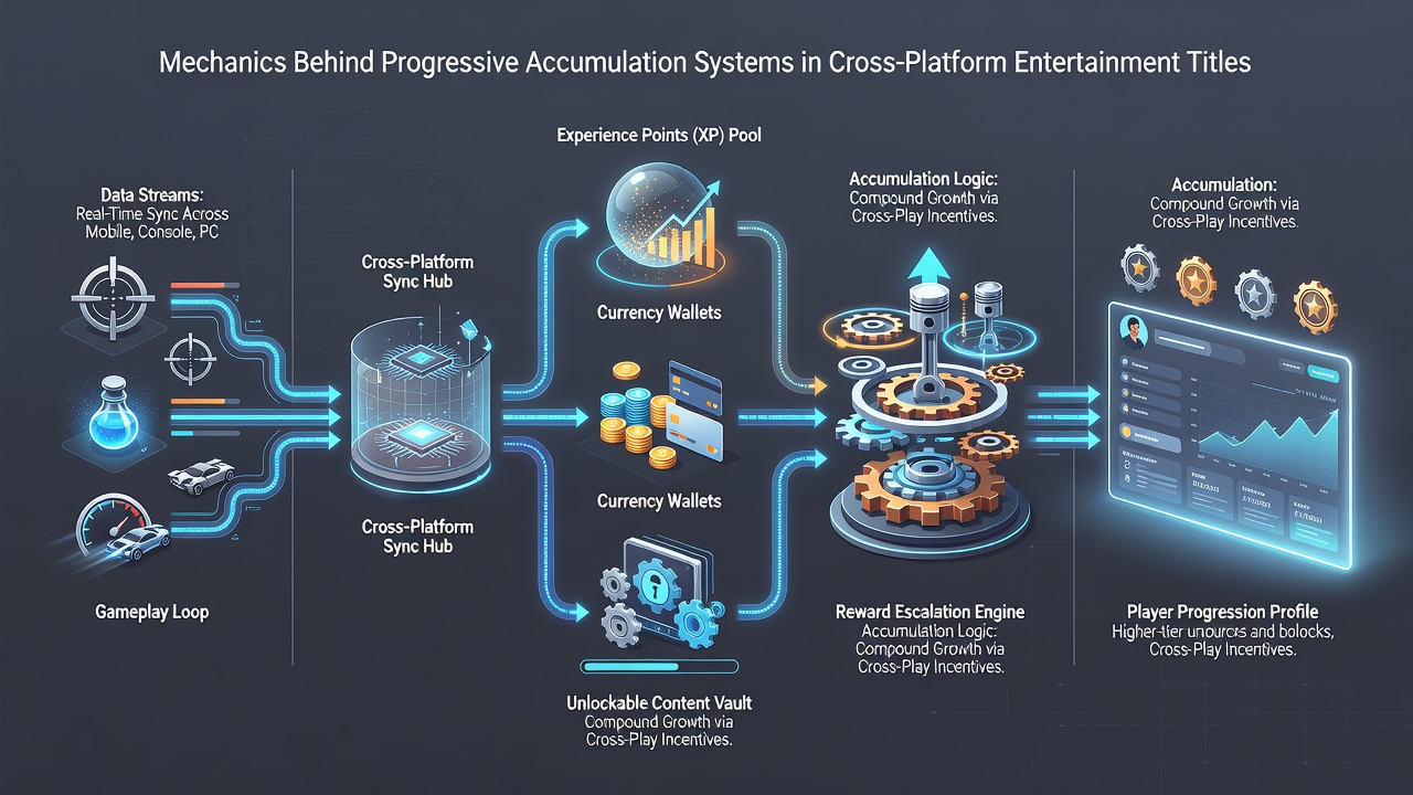 Flowchart illustrating seed funding, contribution rates and distribution triggers in multi-platform progressive systems