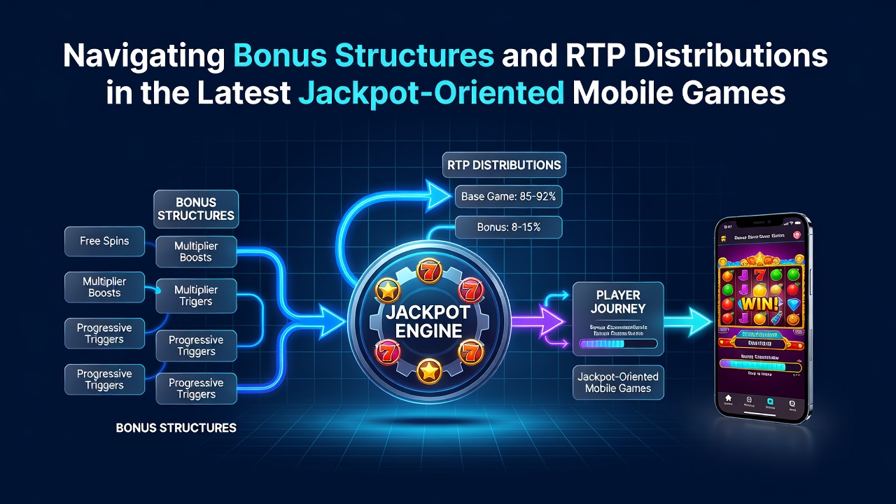 Mobile slot interface showing bonus round activation with jackpot meter and RTP indicators
