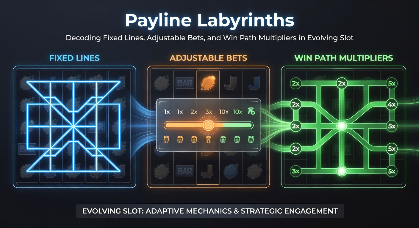 Close-up of slot interface showing adjustable bet sliders, fixed payline overlays, and multiplier symbols exploding on a winning path