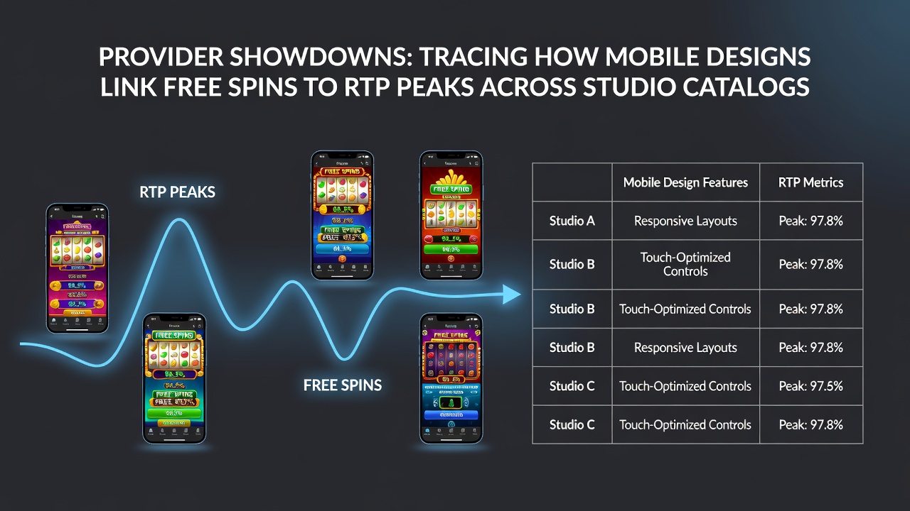 Comparison chart of RTP peaks during free spins across multiple slot studio mobile catalogs